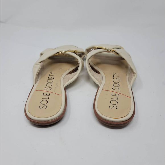 Sole Society Sainne Sandal Size 8M Crisscross Straps Slip On Flat Slides White - Picture 6 of 8